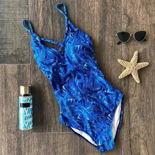 One Piece Swimsuit 2019 Sexy Cross Back Swimwear