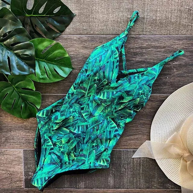 One Piece Swimsuit 2019 Sexy Cross Back Swimwear