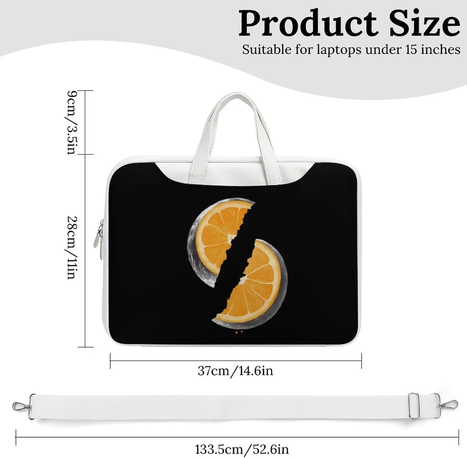 Orange Moon Leather Bag Laptop Case Slim Water Resistant Computer Bags with Handle Briefcase for Work