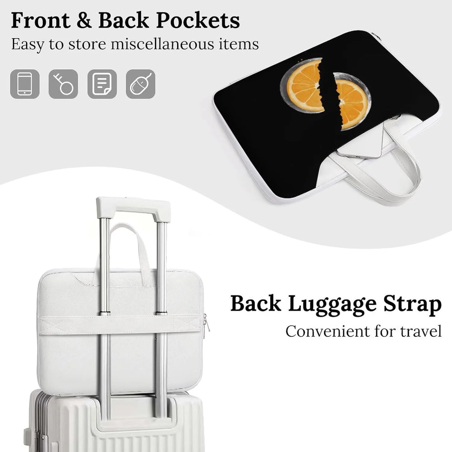 Orange Moon Leather Bag Laptop Case Slim Water Resistant Computer Bags with Handle Briefcase for Work