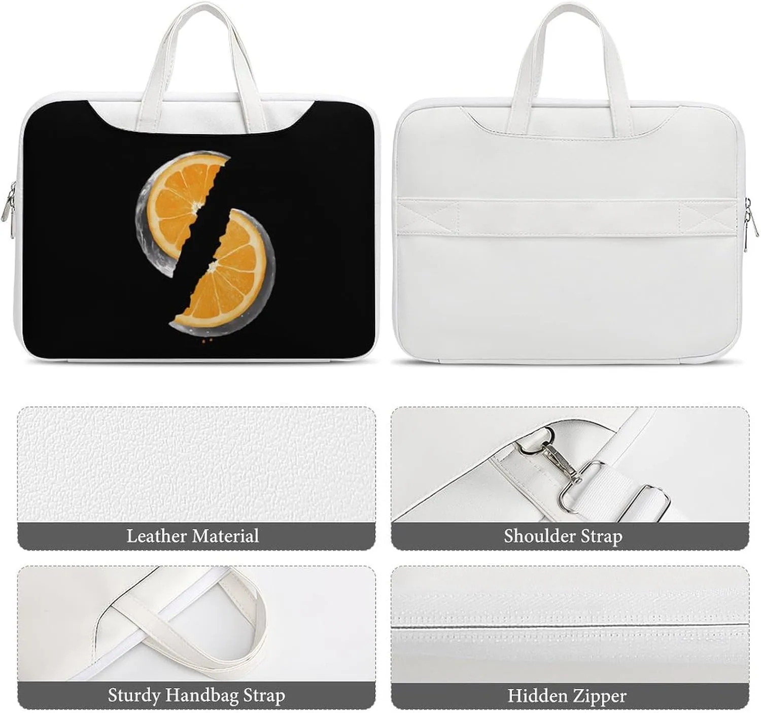 Orange Moon Leather Bag Laptop Case Slim Water Resistant Computer Bags with Handle Briefcase for Work