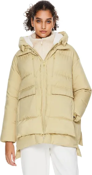 Orolay Women's Hooded Down Jacket Winter Puffer Jacket Water-Resistant Zippered Down Coat with Hem Slit