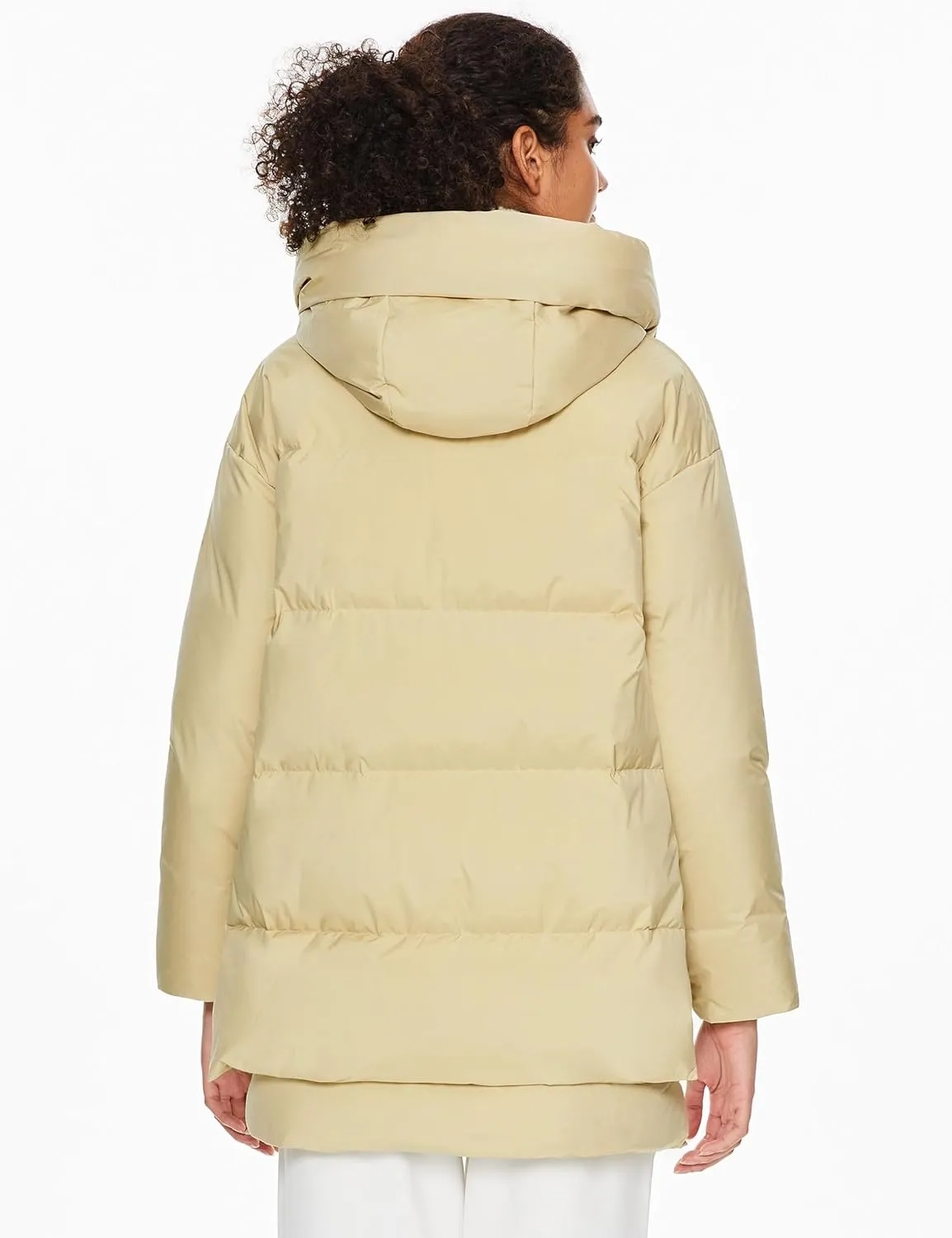 Orolay Women's Hooded Down Jacket Winter Puffer Jacket Water-Resistant Zippered Down Coat with Hem Slit