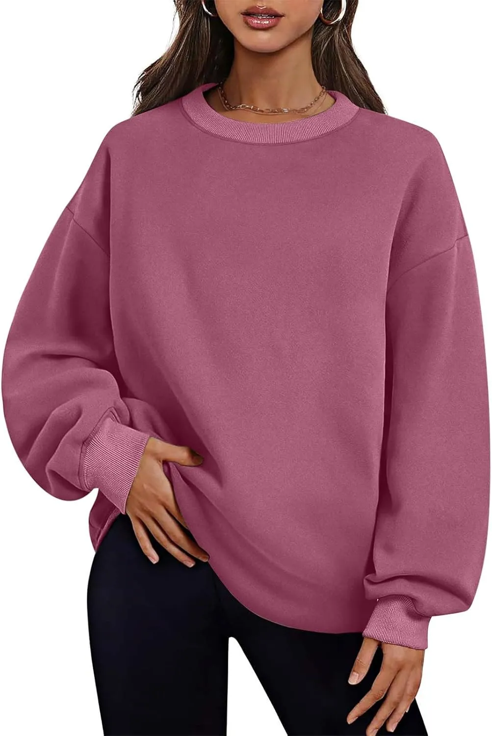 Oversized Crewneck Sweatshirts For Women Fleece Long Sleeve Pullover Tops Fall Fashion Outfits 2024 Winter Sweaters