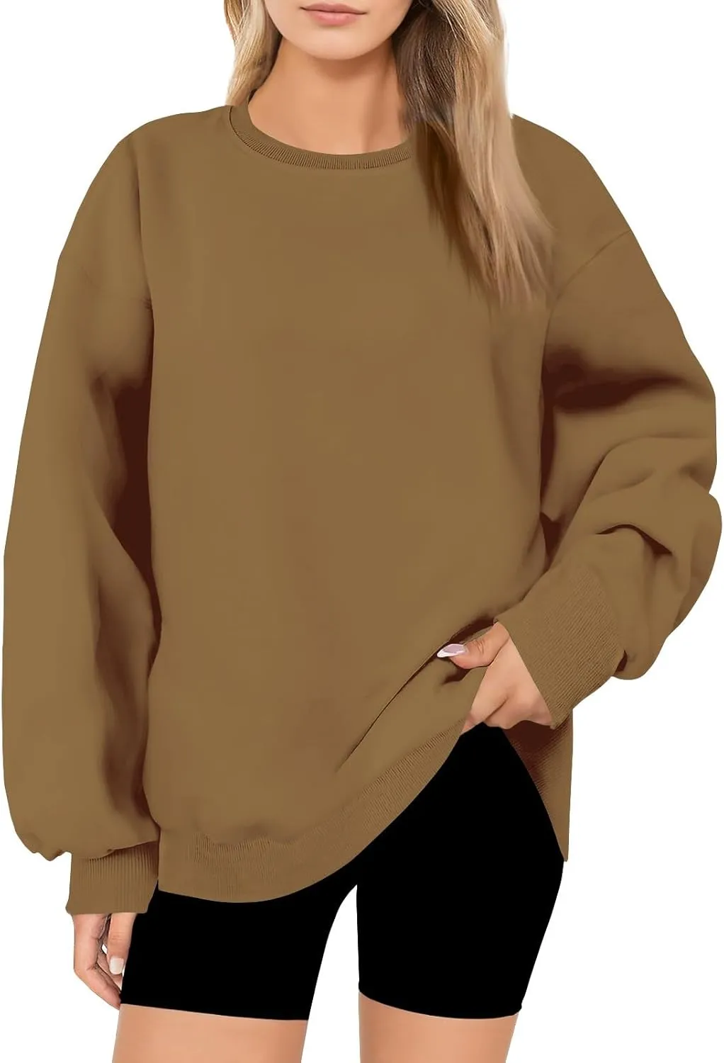 Oversized Sweatshirt for Women Crewneck Fleece Pullover Sweaters Loose Fit Plus Size Hoodie Comfy Fall Winter Tops