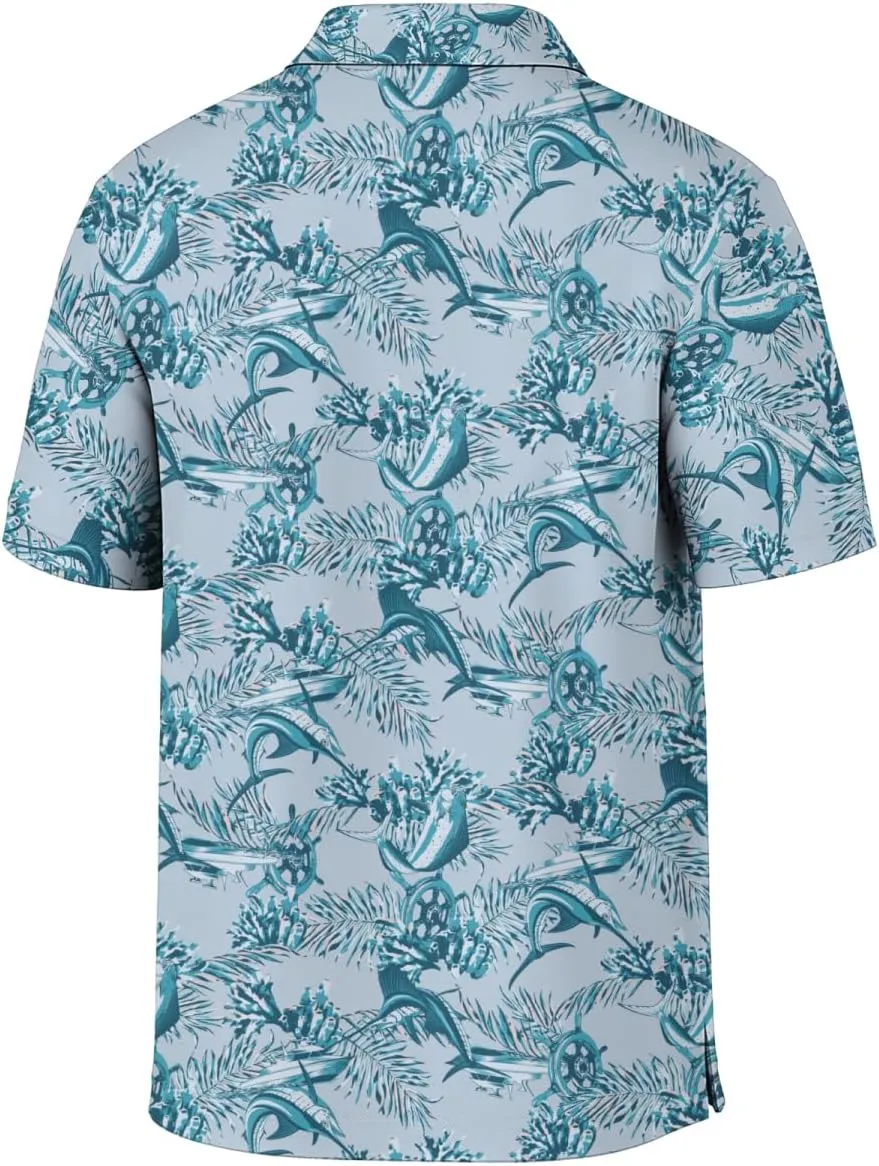 Palmyth Fishing Shirts for Men Polo Dry Fit Short Sleeve UPF 50  Moisture Wicking Print Collared Fishing Polo Shirts