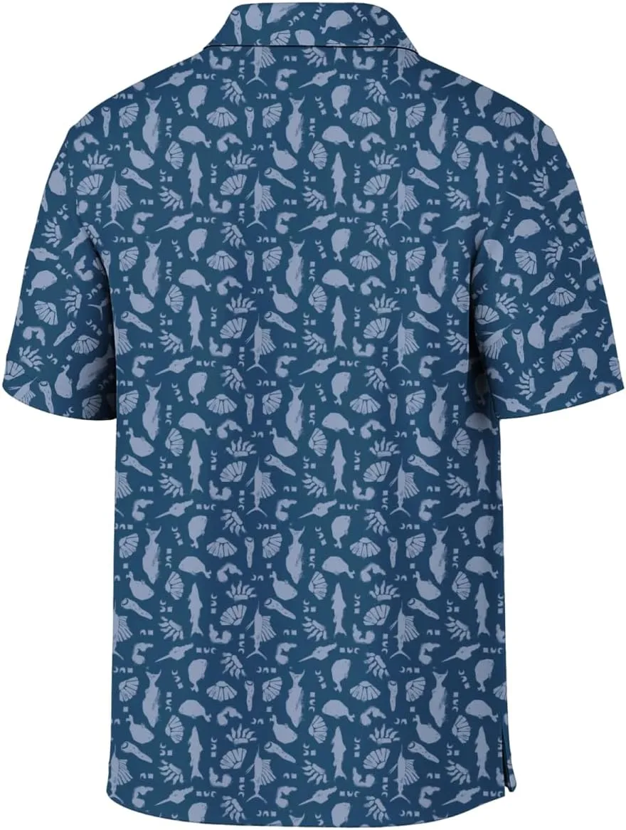 Palmyth Fishing Shirts for Men Polo Dry Fit Short Sleeve UPF 50  Moisture Wicking Print Collared Fishing Polo Shirts