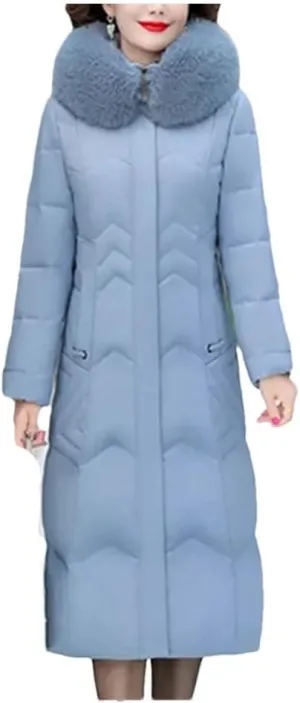 Pegsmio Middle-Aged Elderly Cotton-Padded Winter Thicker Longer Mid-Length Over-The-Knee Women's Loose Mother Coat