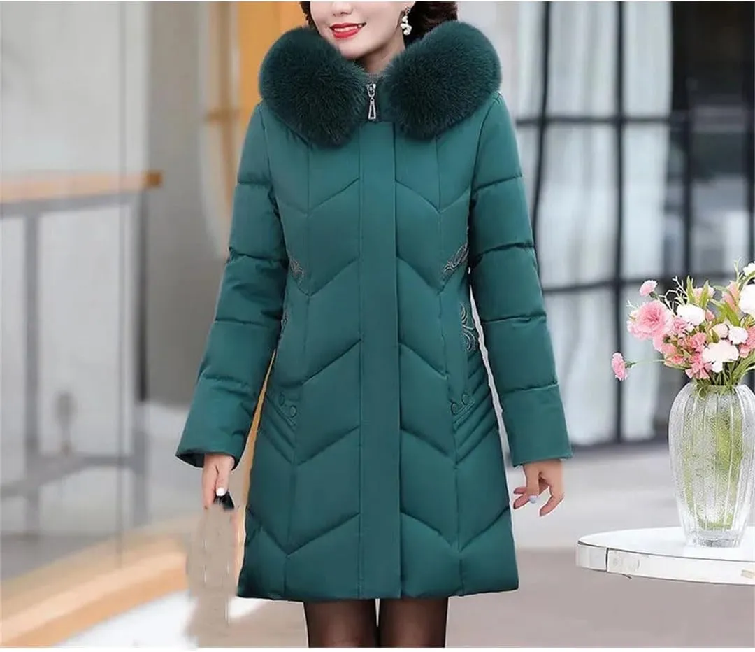 Pegsmio Mother Winter Coat Elderly Cotton Padded Jacket Women's Thicken Down Padded Jacket Hooded Parka
