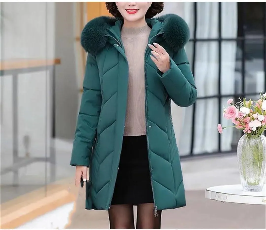 Pegsmio Mother Winter Coat Elderly Cotton Padded Jacket Women's Thicken Down Padded Jacket Hooded Parka