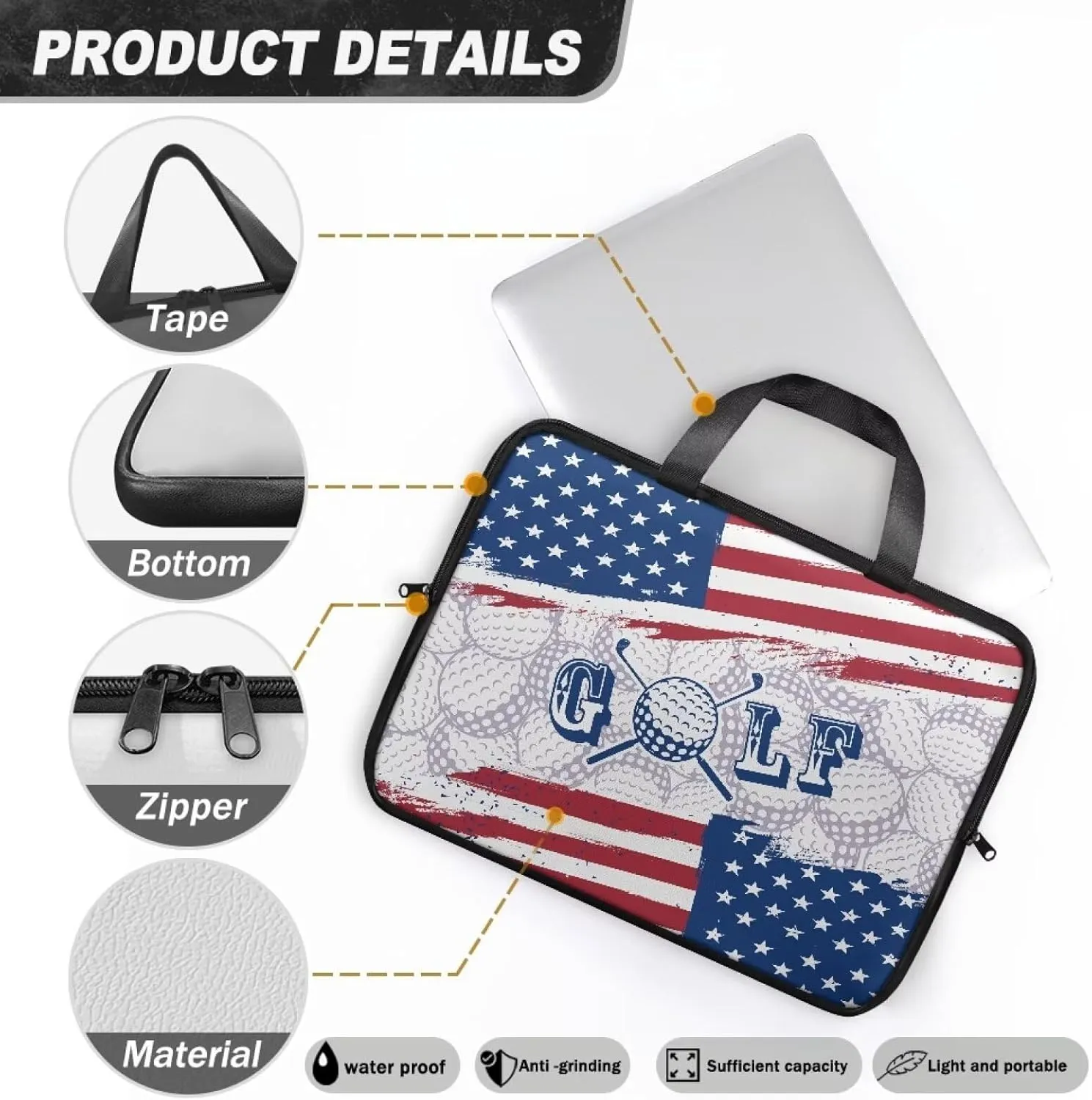 PU Leather Laptop Bags Designer Water-Resistant Laptop Carrying Case 10 12 13 15 17 inch
