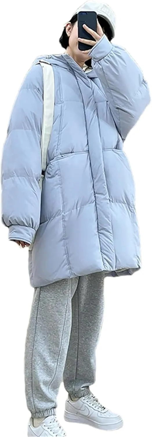 Pulcykp Women's Down Jackets Coat Winter Thickening Warm Bubble Long Puffer Cotton Padded Jacket