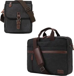 RAVUO Messenger Bag for Men, Water Resistant 17.3 inch Laptop Briefcase and Small Canvas Shoulder Satchel