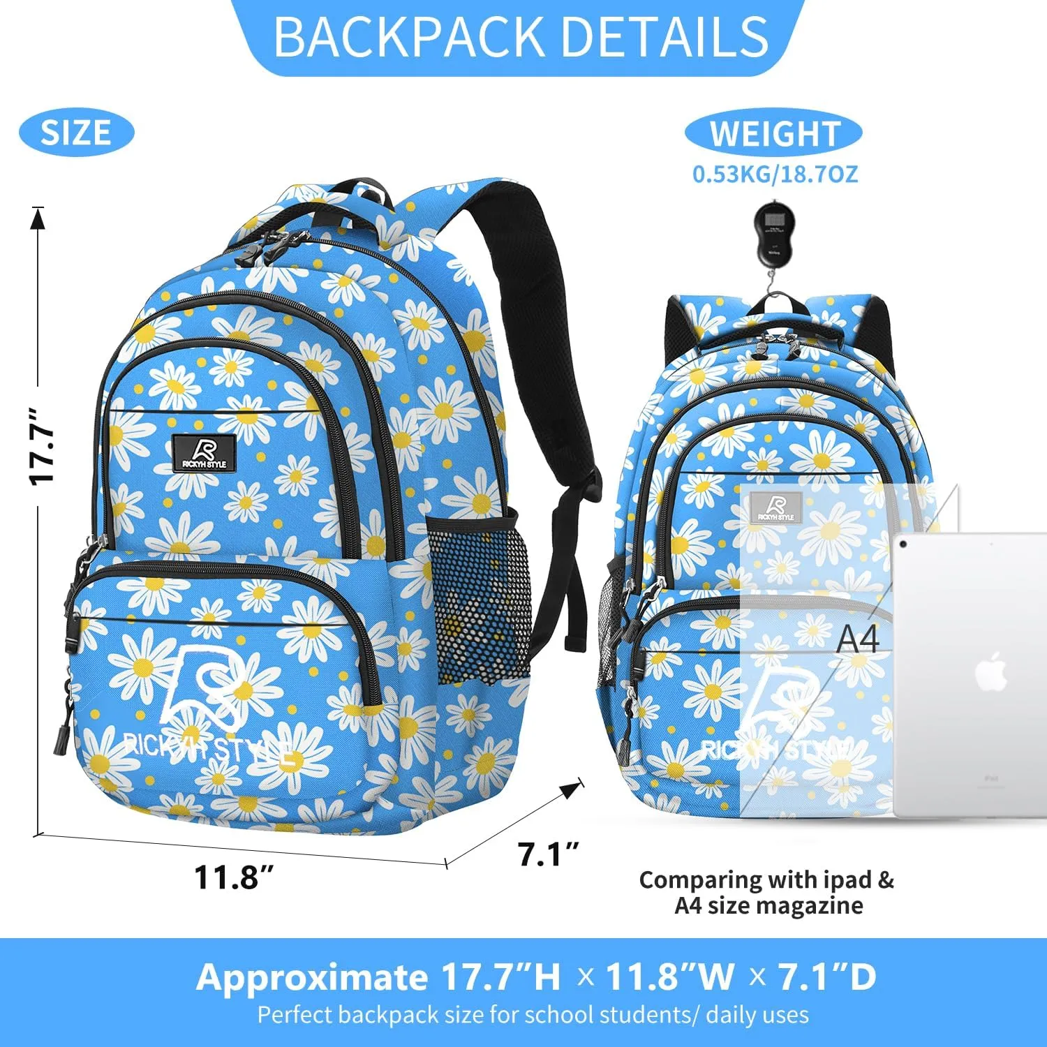 rickyh style Lightweight Elementary School Bag Durable Backpack Student Kids School Bag Waterproof