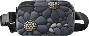Rock Floral Fanny Pack Water Resistant, Women Men Waist Pack Sling Bag Purse for Travel Hiking