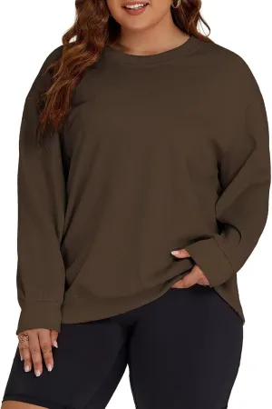 ROSRISS Womens-Plus-Size-Sweatshirts Oversized Long Sleeve Shirts Trendy Crew Neck Pullover Sweaters Casual Tops XL-5XL