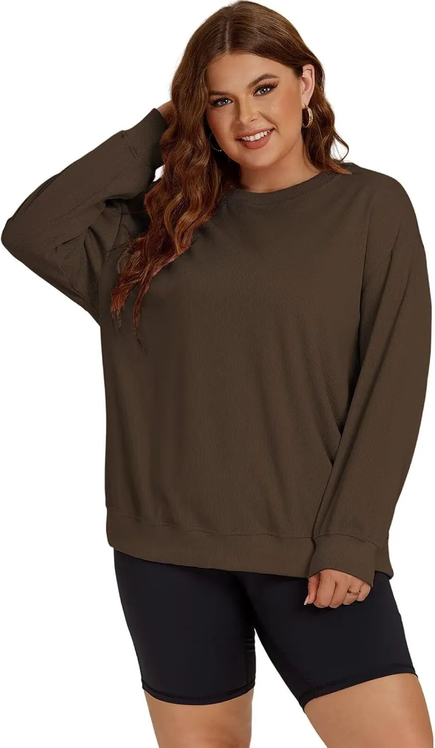 ROSRISS Womens-Plus-Size-Sweatshirts Oversized Long Sleeve Shirts Trendy Crew Neck Pullover Sweaters Casual Tops XL-5XL