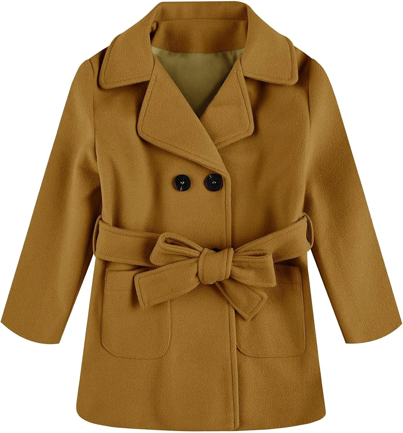 Runcati Baby Kids Boys Girls Classic Wool Blend Coat Winter Double Breasted Trench Coat Outwear Pea Coat Jacket with Belt
