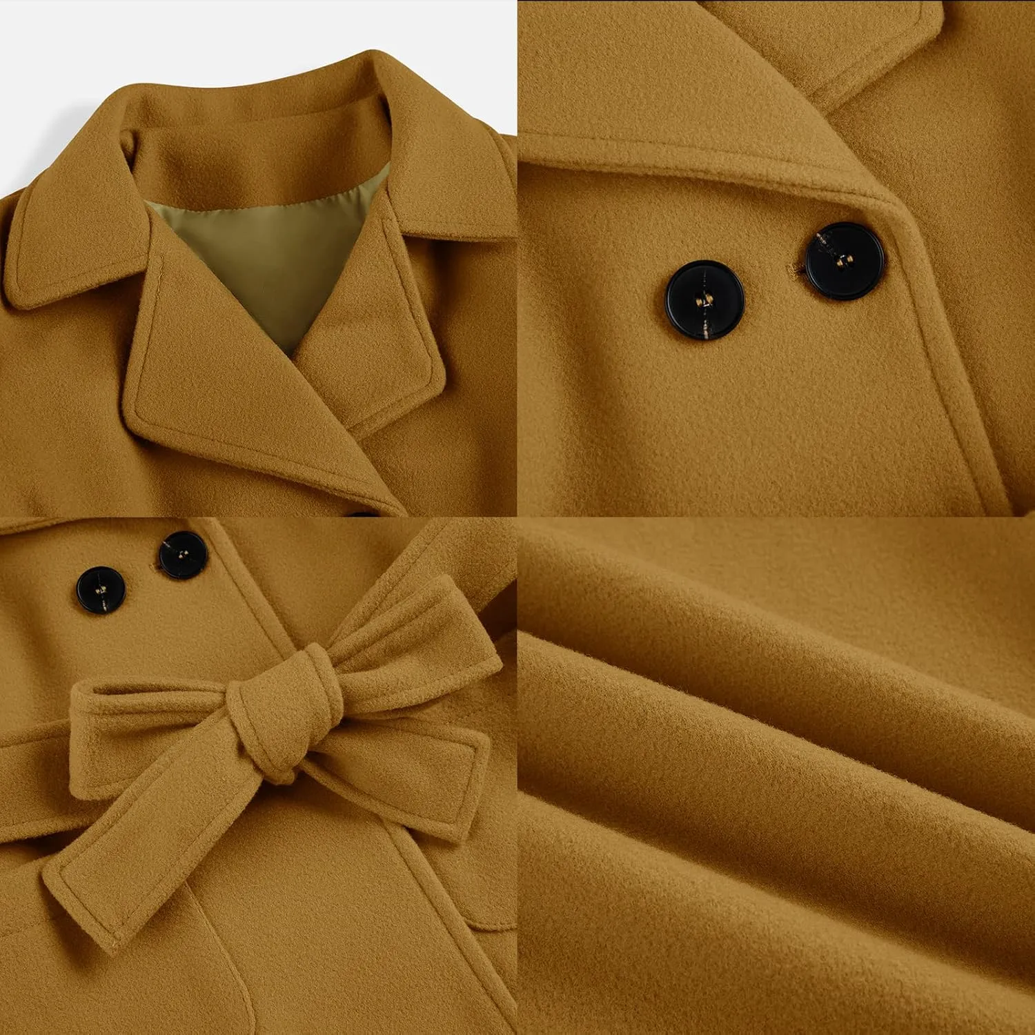 Runcati Baby Kids Boys Girls Classic Wool Blend Coat Winter Double Breasted Trench Coat Outwear Pea Coat Jacket with Belt