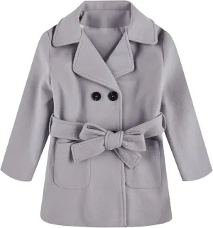 Runcati Baby Kids Boys Girls Classic Wool Blend Coat Winter Double Breasted Trench Coat Outwear Pea Coat Jacket with Belt