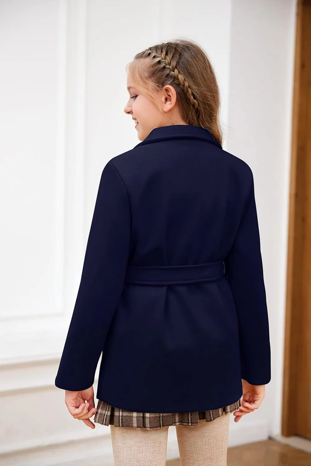 Runcati Baby Kids Boys Girls Classic Wool Blend Coat Winter Double Breasted Trench Coat Outwear Pea Coat Jacket with Belt