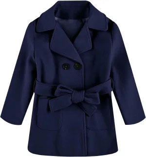 Runcati Baby Kids Boys Girls Classic Wool Blend Coat Winter Double Breasted Trench Coat Outwear Pea Coat Jacket with Belt