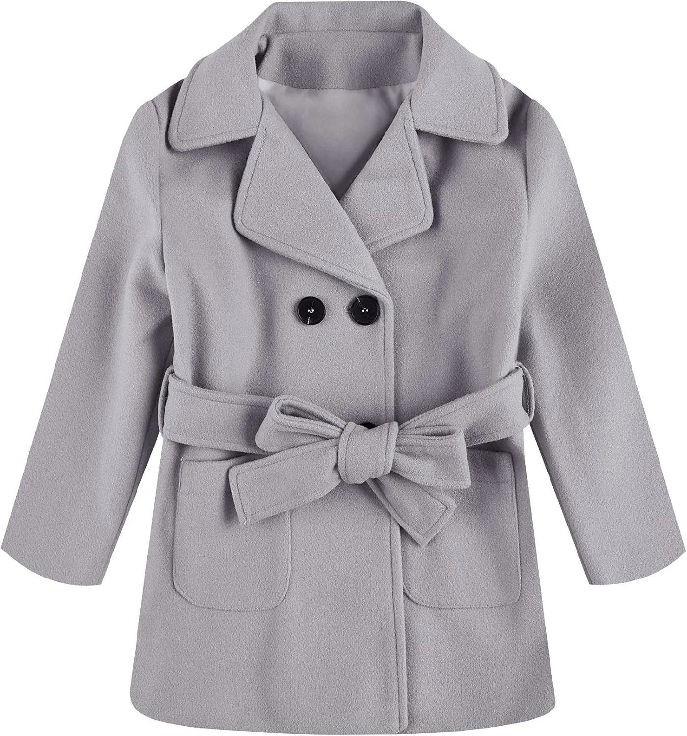 Runcati Baby Kids Boys Girls Classic Wool Blend Coat Winter Double Breasted Trench Coat Outwear Pea Coat Jacket with Belt