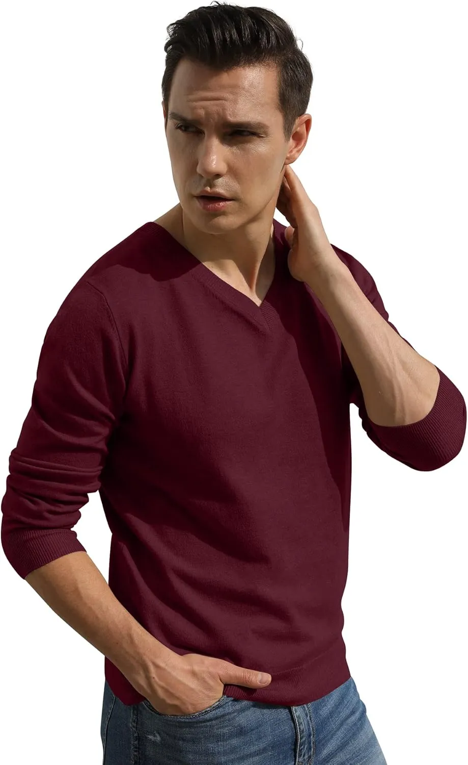 Sailwind Mens V-Neck Wool Knit Casual Pullover Sweater
