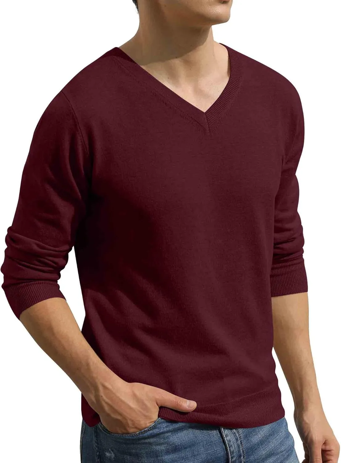 Sailwind Mens V-Neck Wool Knit Casual Pullover Sweater