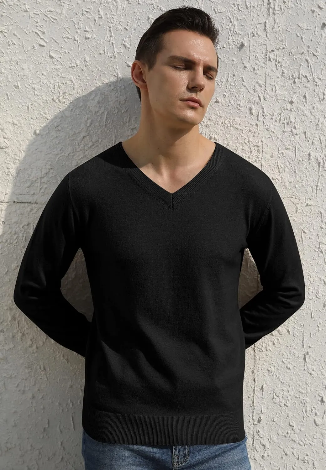 Sailwind Mens V-Neck Wool Knit Casual Pullover Sweater