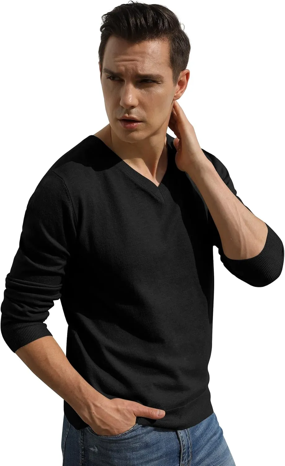 Sailwind Mens V-Neck Wool Knit Casual Pullover Sweater