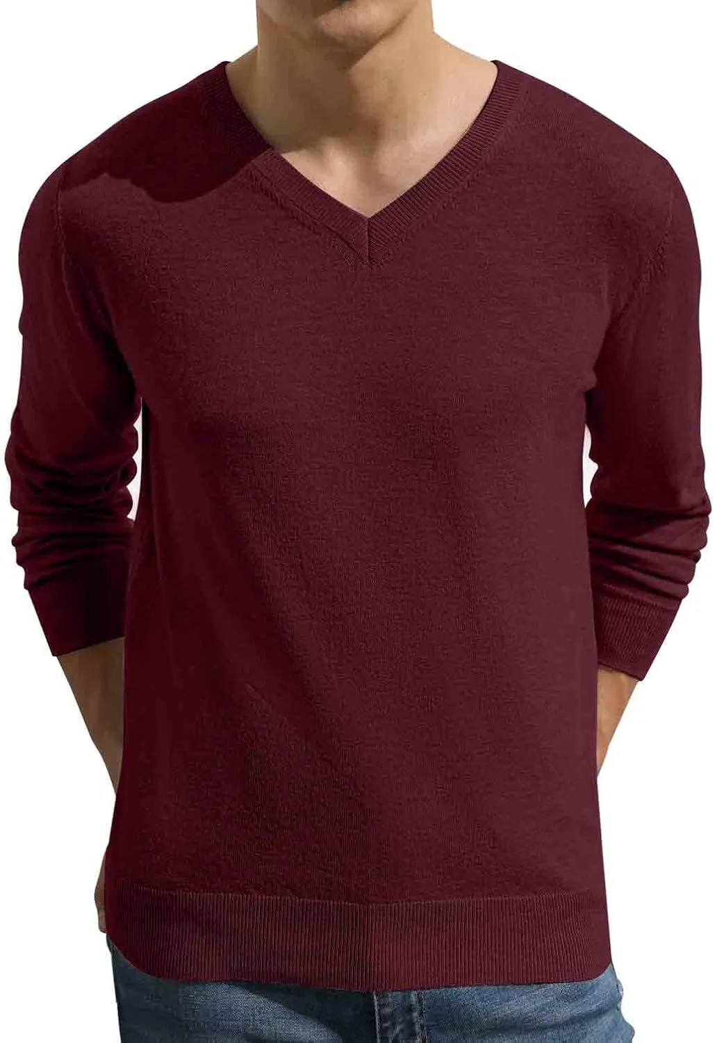 Sailwind Mens V-Neck Wool Knit Casual Pullover Sweater