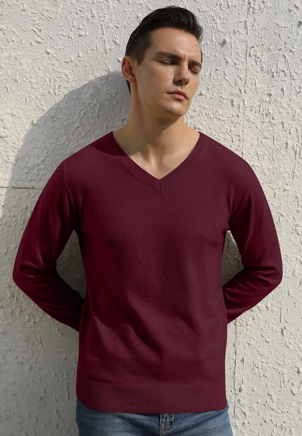 Sailwind Mens V-Neck Wool Knit Casual Pullover Sweater