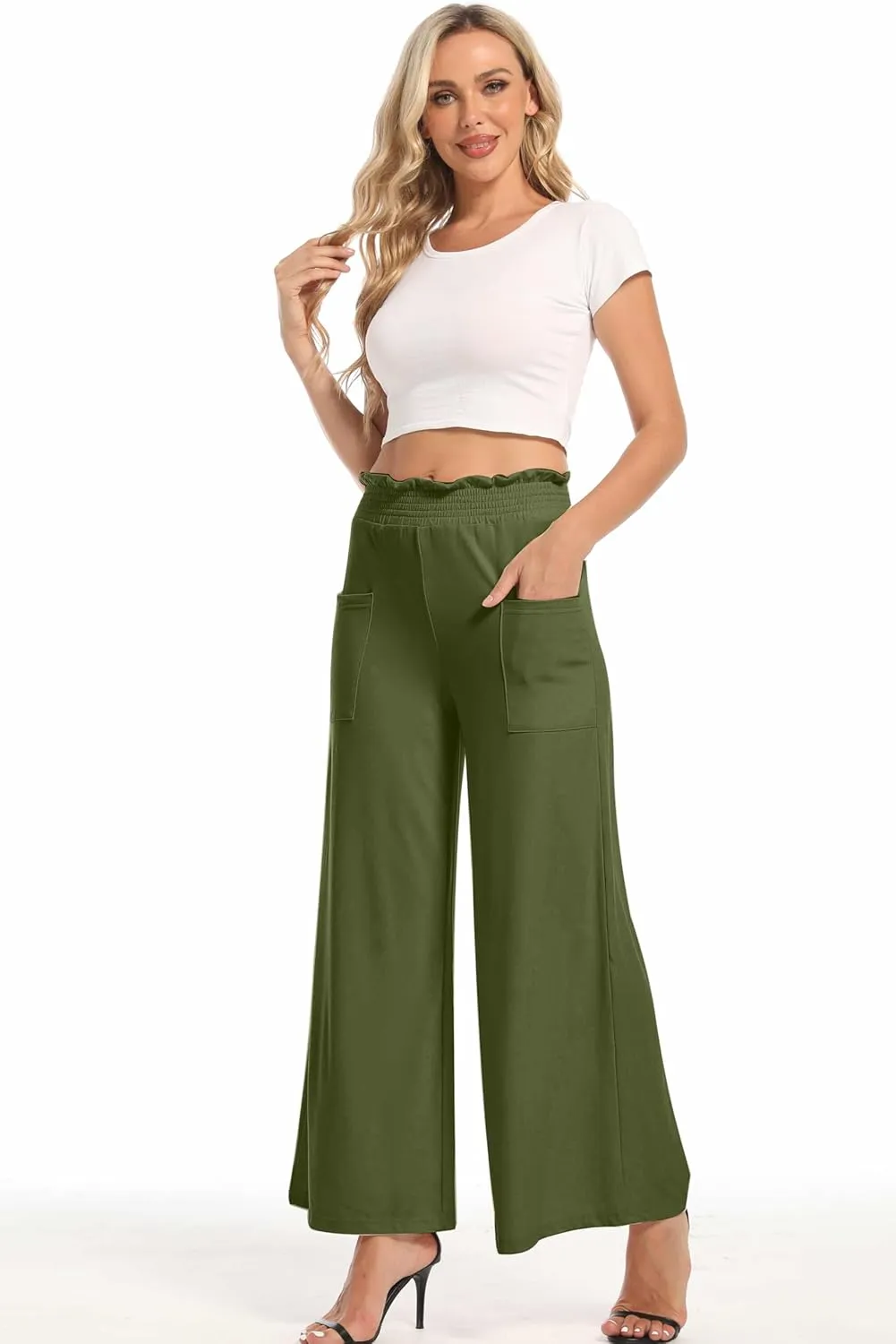 sandbank Wide Leg Pants for Women High Waist Palazzo Pants 2024 Long Dress Pants Trousers with Pockets