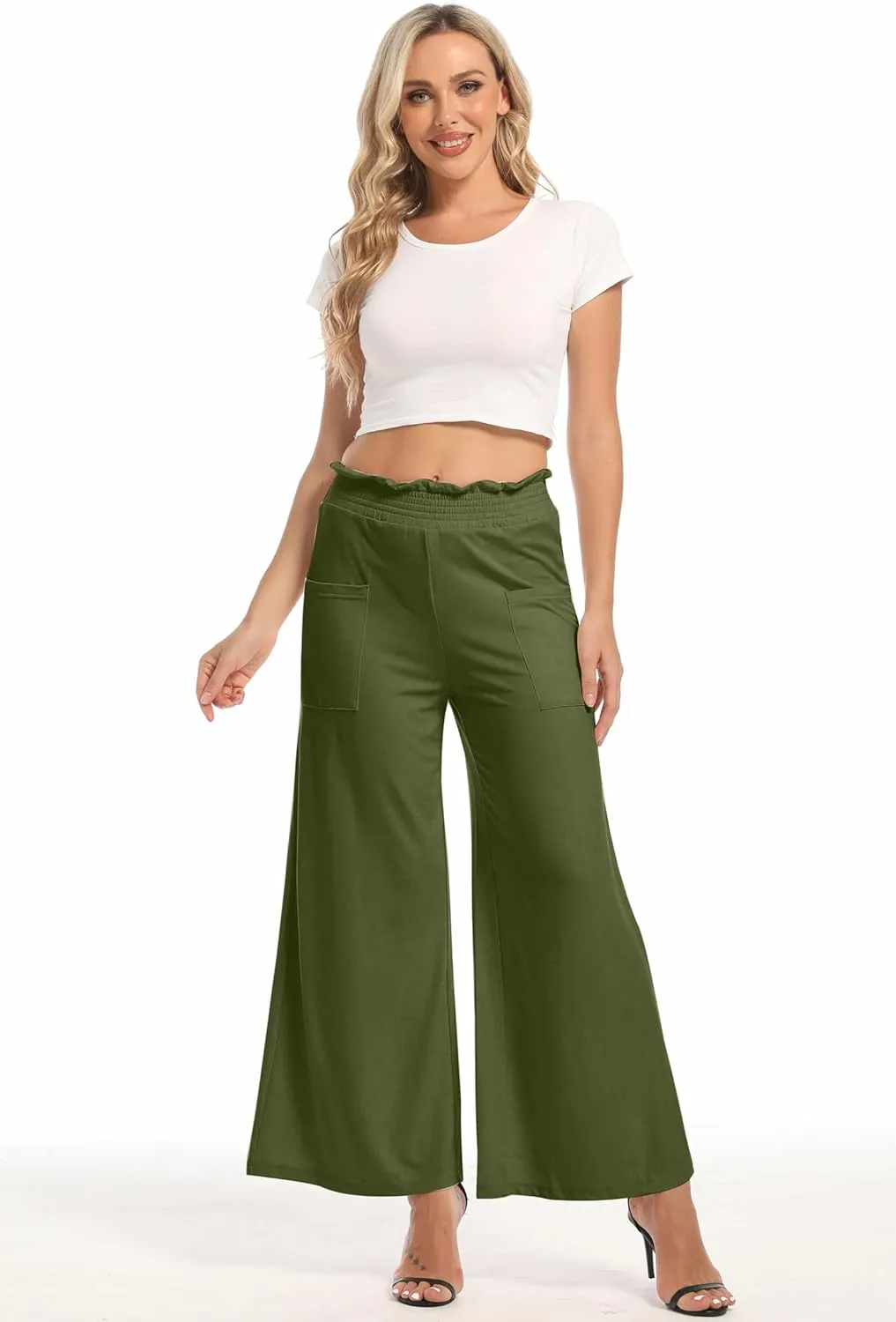 sandbank Wide Leg Pants for Women High Waist Palazzo Pants 2024 Long Dress Pants Trousers with Pockets