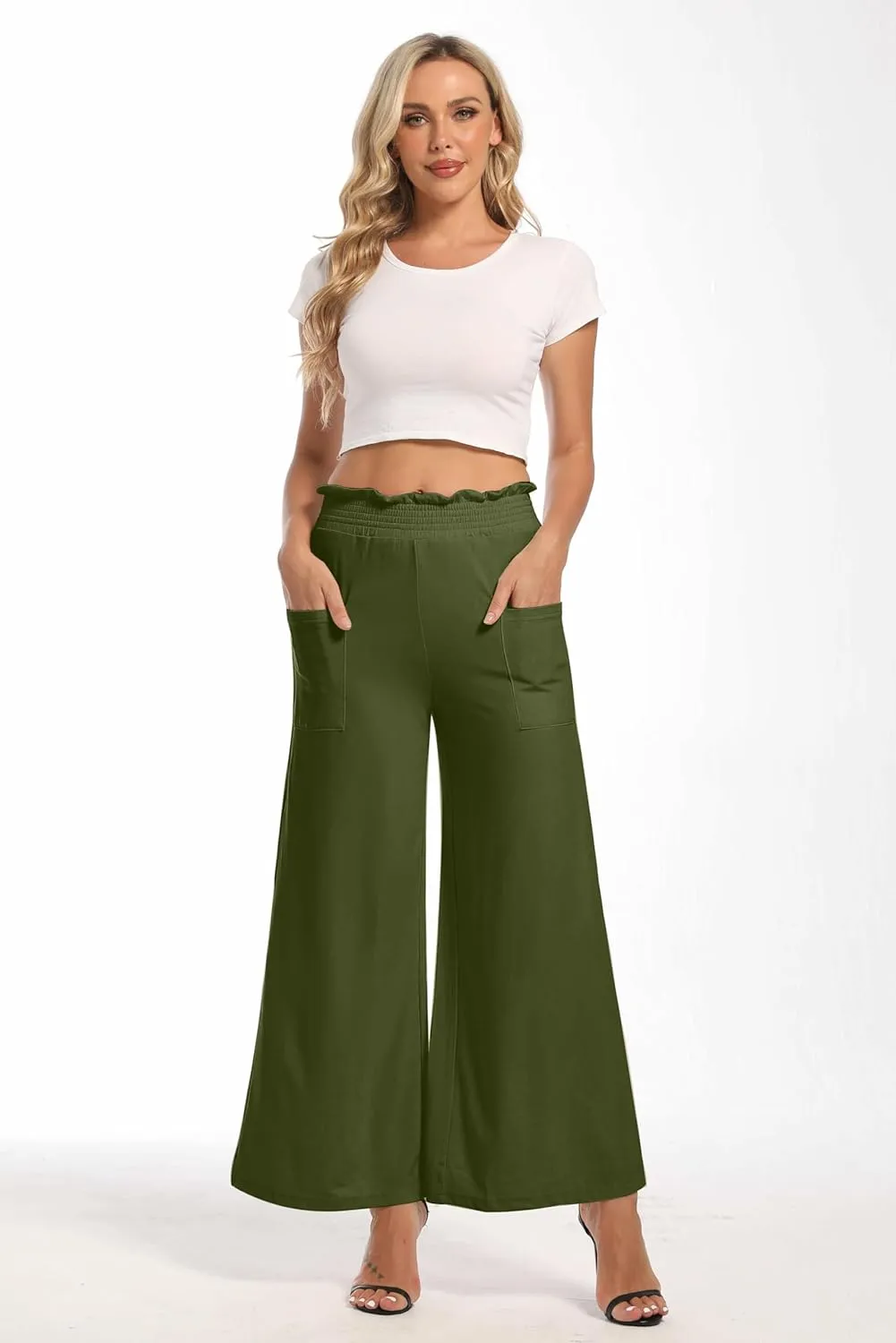 sandbank Wide Leg Pants for Women High Waist Palazzo Pants 2024 Long Dress Pants Trousers with Pockets
