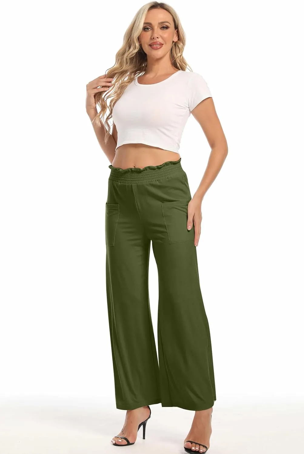 sandbank Wide Leg Pants for Women High Waist Palazzo Pants 2024 Long Dress Pants Trousers with Pockets