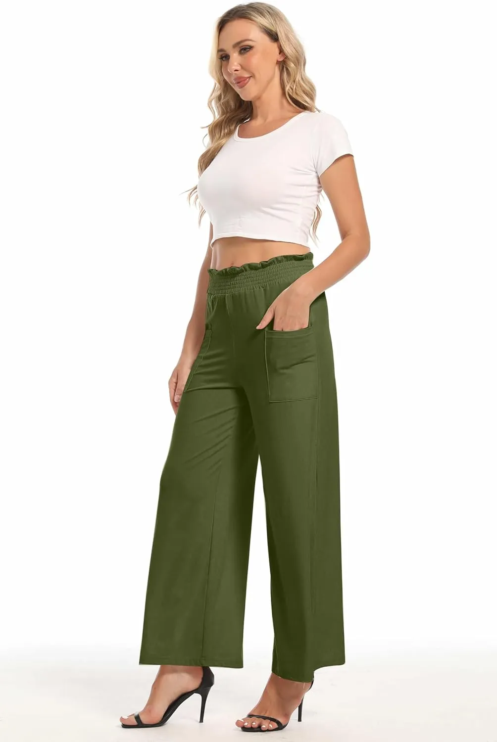 sandbank Wide Leg Pants for Women High Waist Palazzo Pants 2024 Long Dress Pants Trousers with Pockets