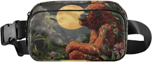 Sasquatch Moon Fanny Pack Water Resistant, Women Men Waist Pack Sling Bag Purse for Travel Hiking
