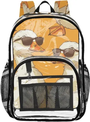 senya Transparent School Bag Aloof Cool Ducks Travel Backpack With Water-Resistant PVC Plastic Clear Bagpack
