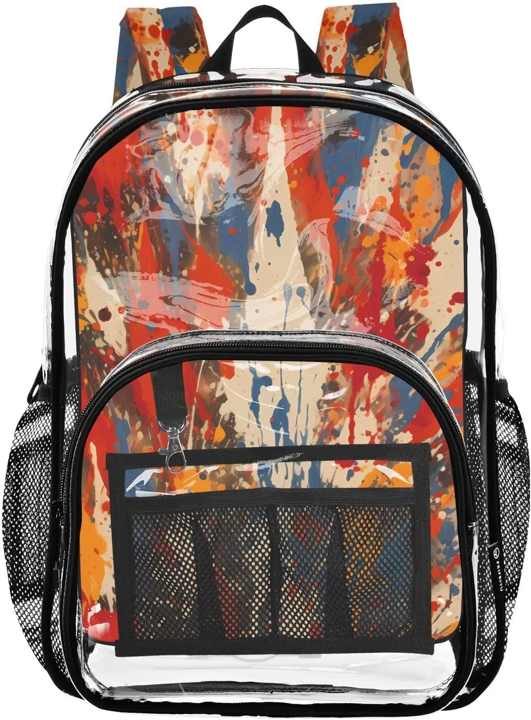 senya Transparent School Bag Art Graffiti Travel Backpack With Water-Resistant PVC Plastic Clear Bagpack