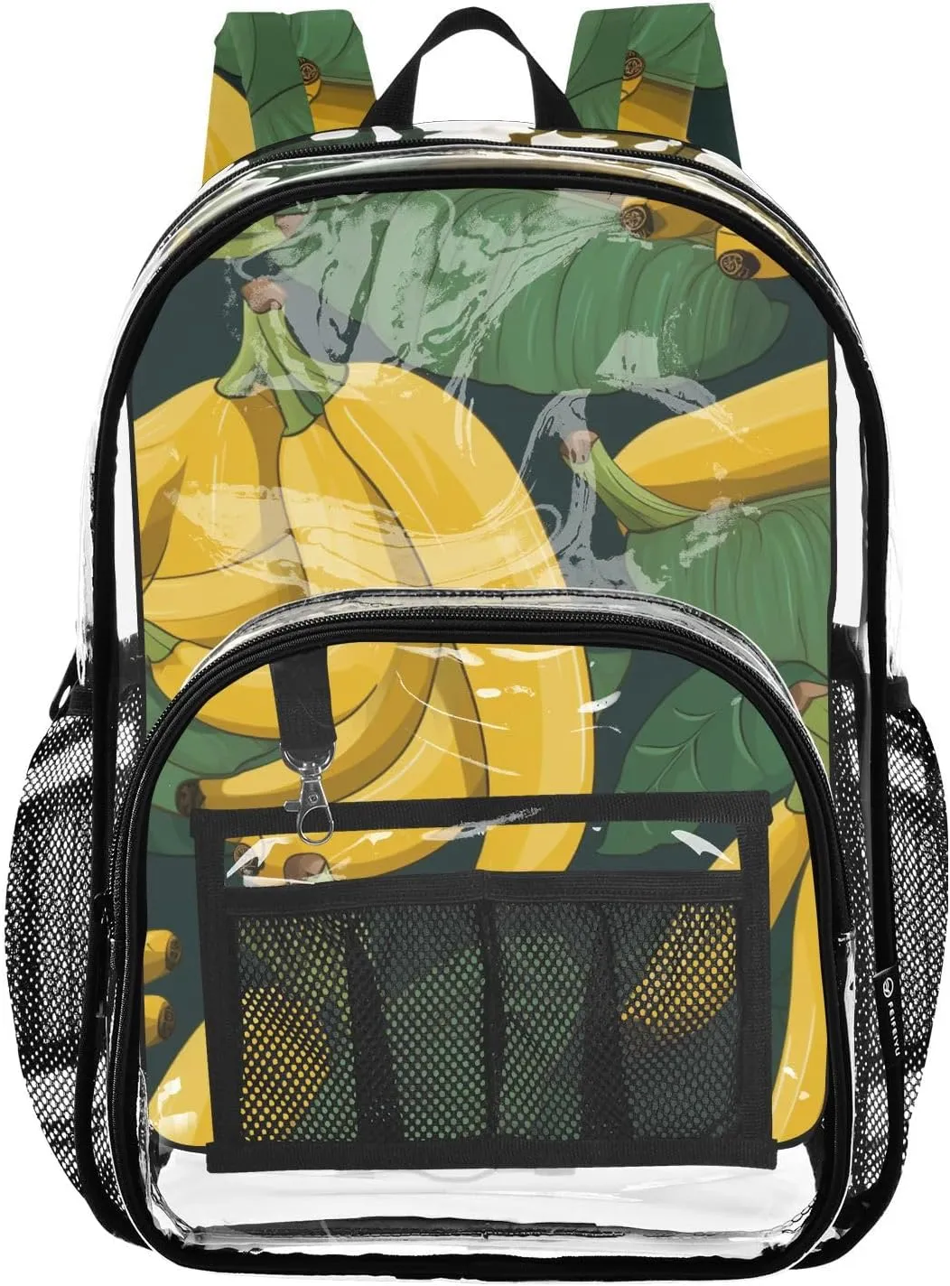 senya Transparent School Bag Banana Leaves Travel Backpack With Water-Resistant PVC Plastic Clear Bagpack