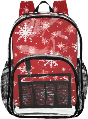 senya Transparent School Bag Beautiful Christmas Snowflakes Travel Backpack With Water-Resistant PVC Plastic Clear Bagpack
