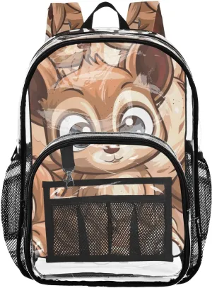 senya Transparent School Bag Big Eyed Squirrels Travel Backpack With Water-Resistant PVC Plastic Clear Bagpack