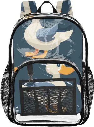 senya Transparent School Bag Blue-winged Ducks Travel Backpack With Water-Resistant PVC Plastic Clear Bagpack