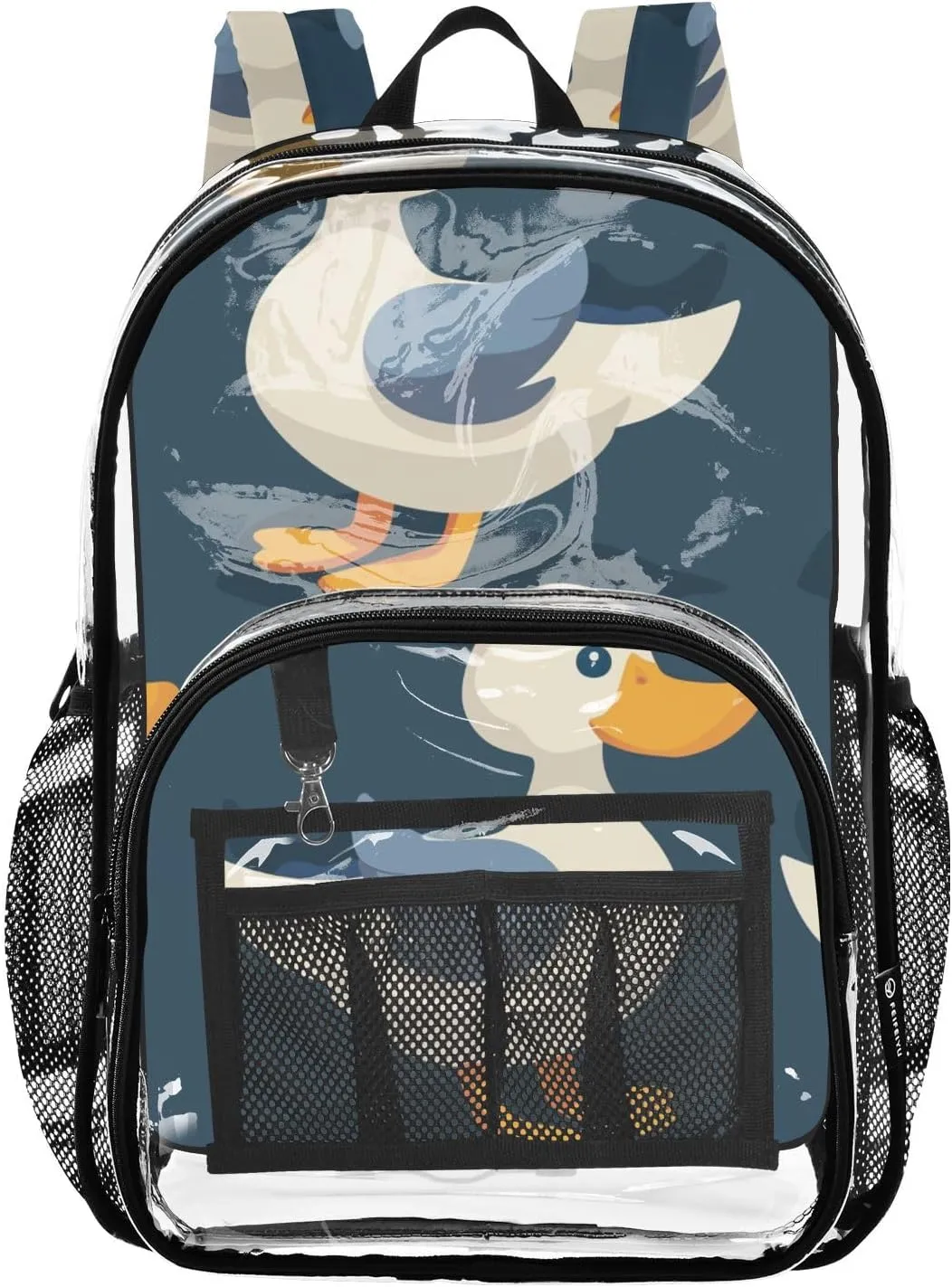 senya Transparent School Bag Blue-winged Ducks Travel Backpack With Water-Resistant PVC Plastic Clear Bagpack