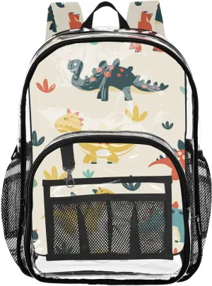 senya Transparent School Bag Cartoon Humped Dinosaurs Travel Backpack With Water-Resistant PVC Plastic Clear Bagpack
