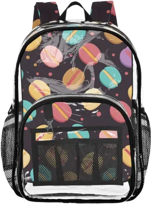 senya Transparent School Bag Colorful Macaron Cookies Travel Backpack With Water-Resistant PVC Plastic Clear Bagpack