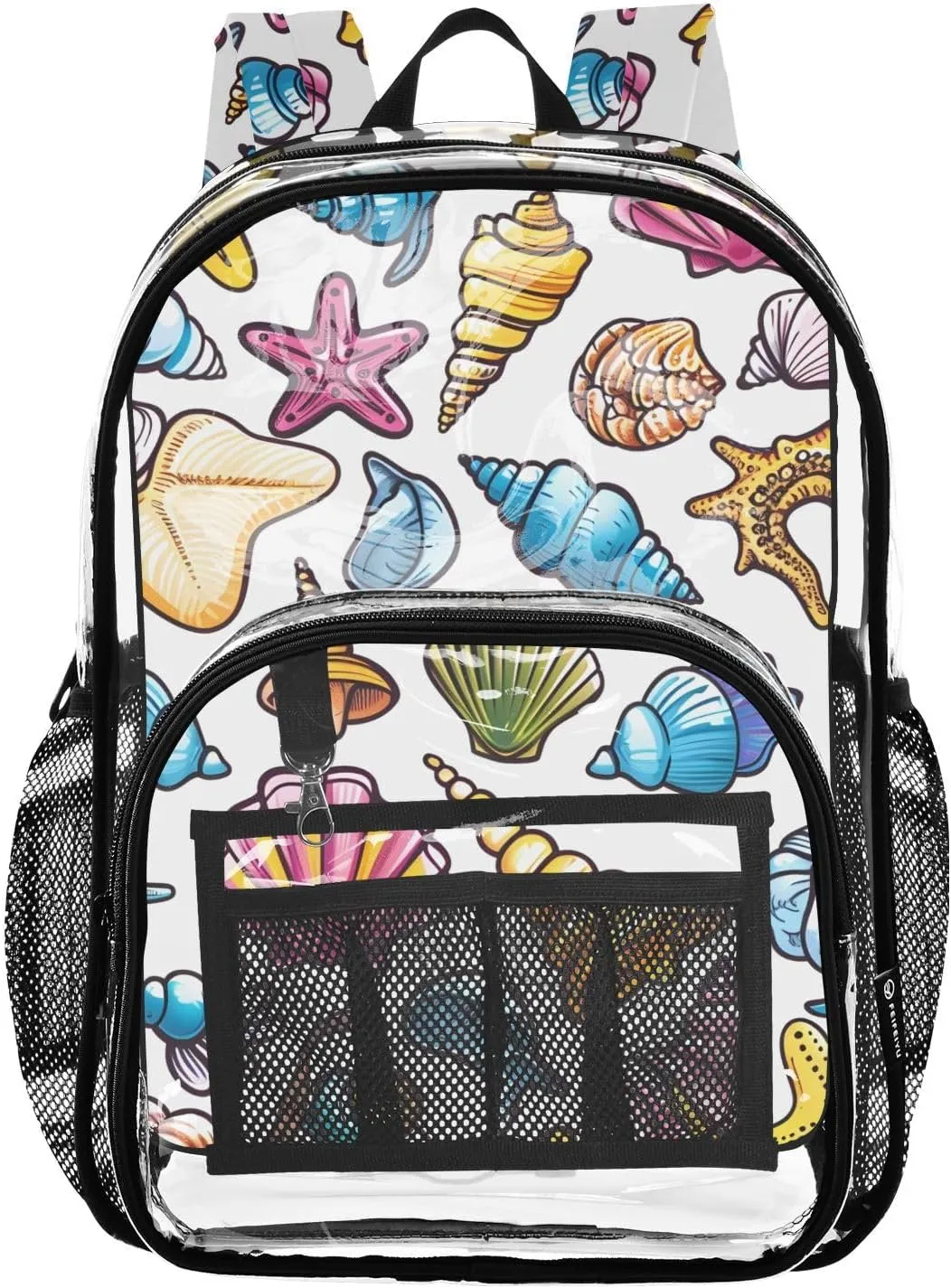 senya Transparent School Bag Colorful Seashells Conch Travel Backpack With Water-Resistant PVC Plastic Clear Bagpack