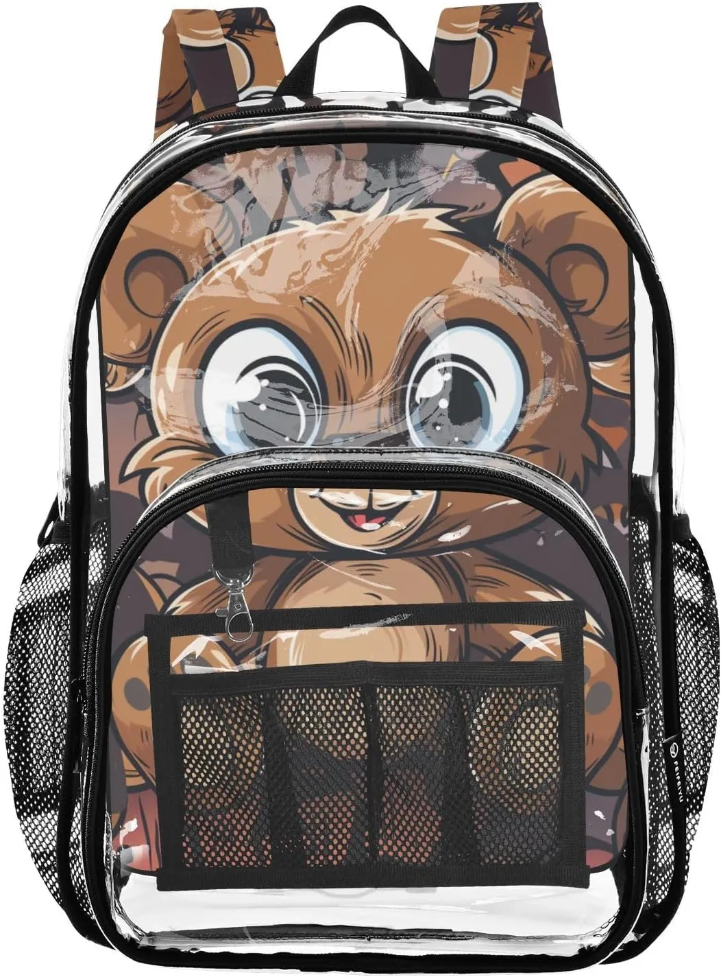 senya Transparent School Bag Doodle Bear Toy Travel Backpack With Water-Resistant PVC Plastic Clear Bagpack